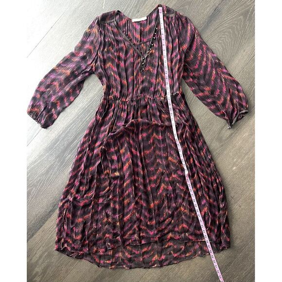 Of Two Minds 100% Silk‎ Long Sleeve Sheer Maxi Dress Multicolor Large - Picture 6 of 8